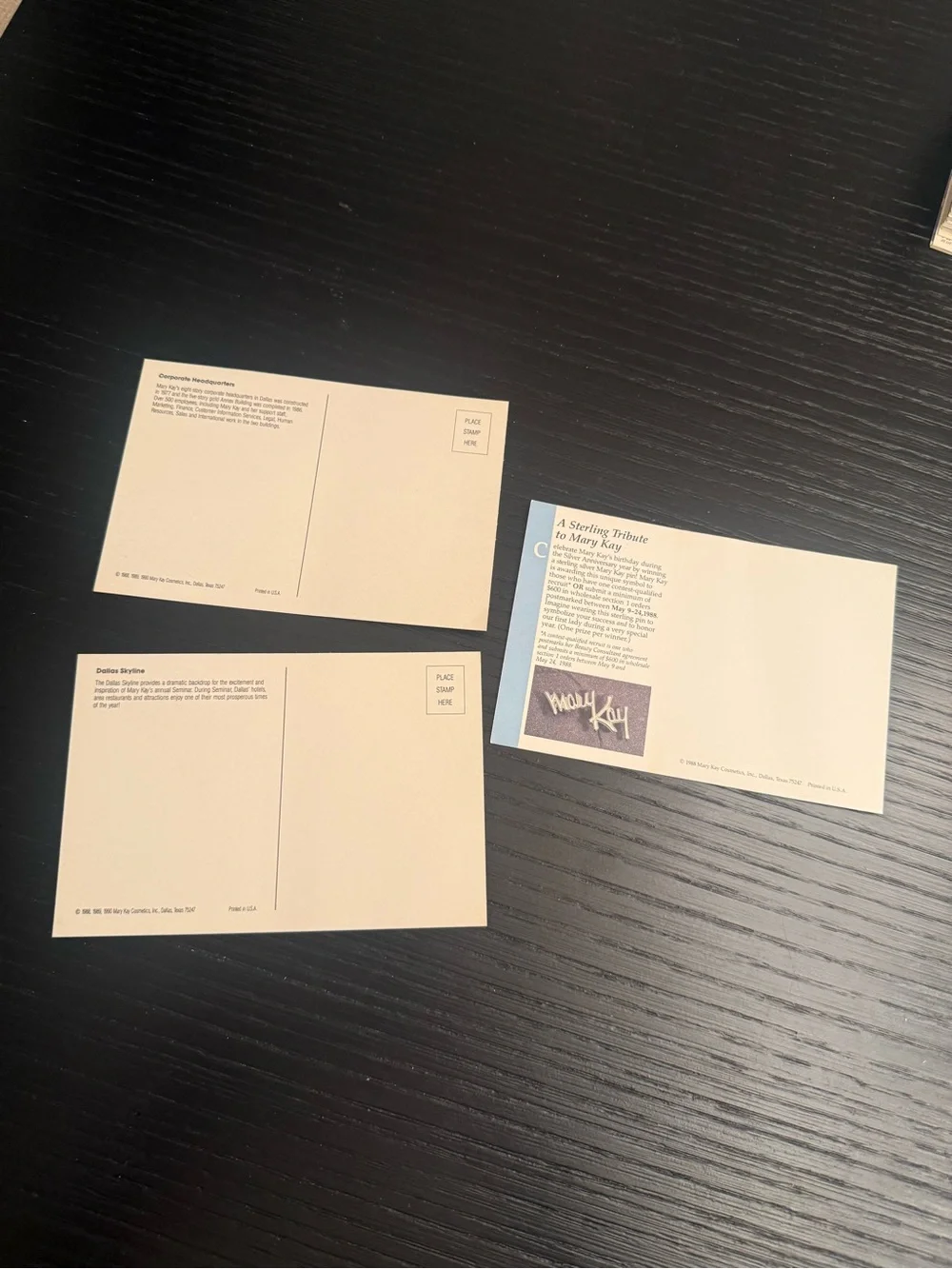 Vintage Mary Kay Postcards Bundle of (3) Dallas Office Headshot New Unused